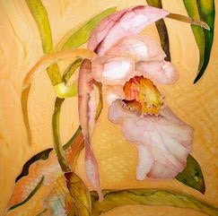 Artistic depiction of flowers with a yellow background